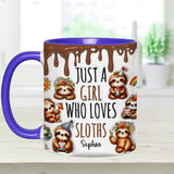 Just A Girl Who Loves Sloths - Personalized Sloth Accent Mug