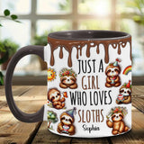 Just A Girl Who Loves Sloths - Personalized Sloth Accent Mug