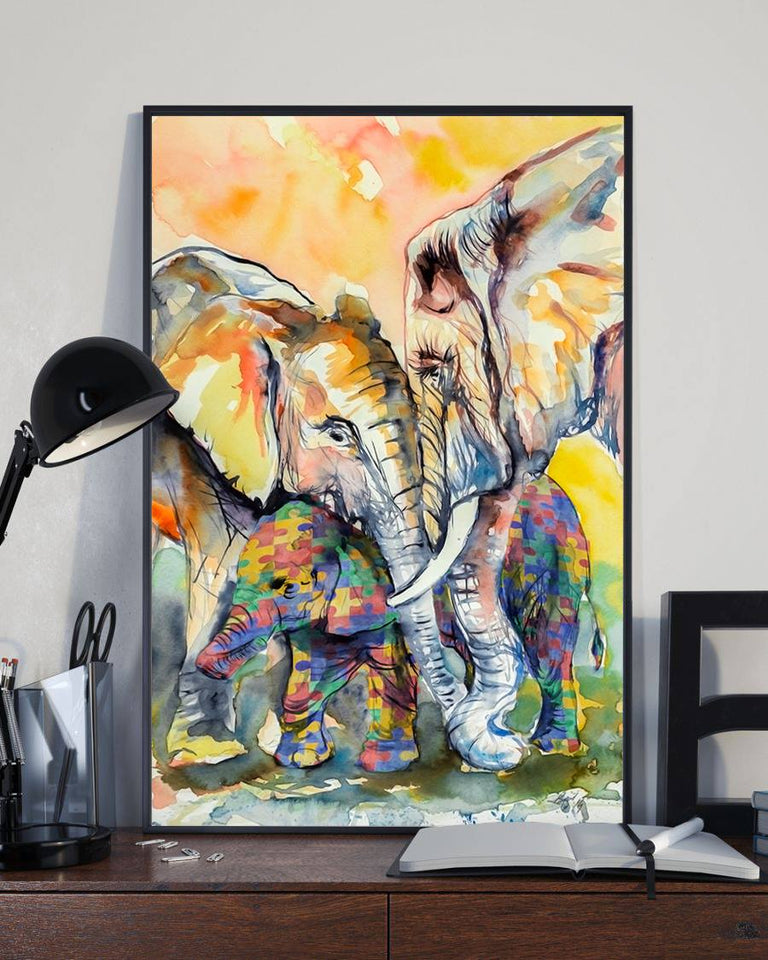 Éléphant autiste - Toile et affiche de sensibilisation à l'autisme 0523