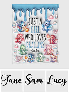 Just A Girl Who Loves Dragons - Personalized Dragon Blanket