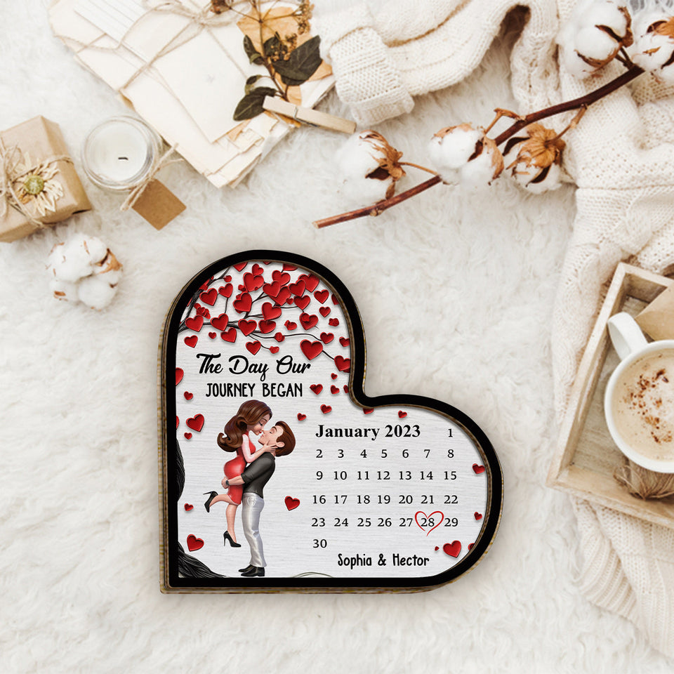 The Day Our Story Began - Personalized Couple 2 Layered Wood Sign / Wood Plaque