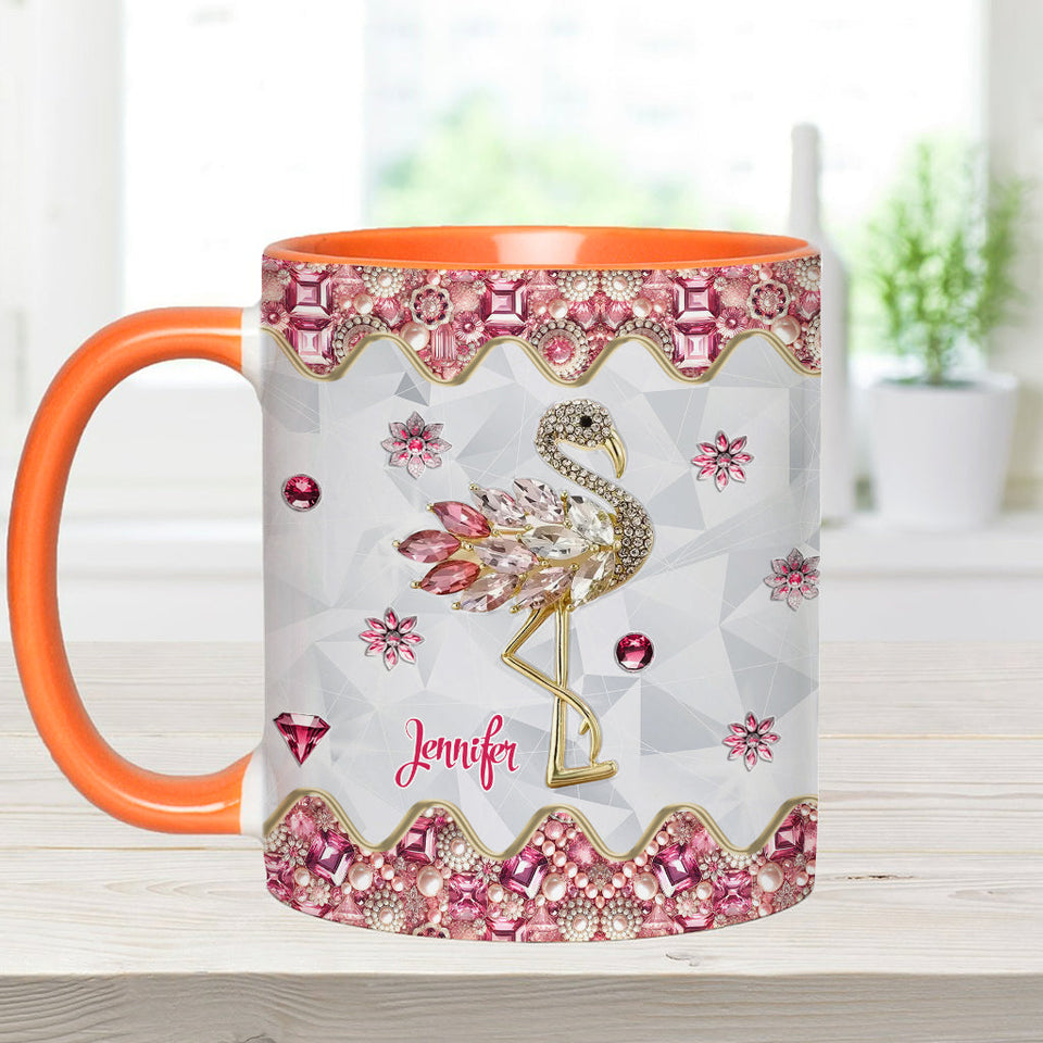 Just A Girl Who Loves Flamingos - Personalized Flamingo Accent Mug