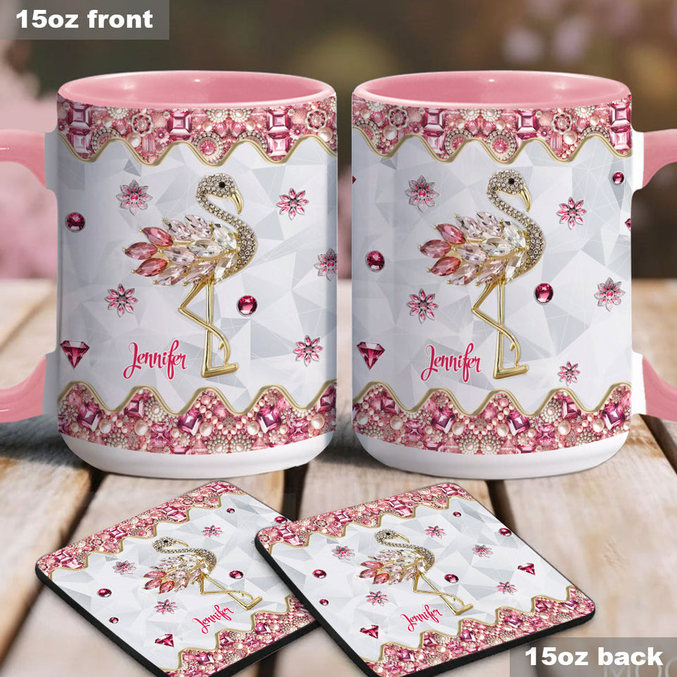 Just A Girl Who Loves Flamingos - Personalized Flamingo Accent Mug