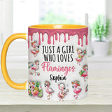 Just A Girl Who Loves Flamingos - Personalized Flamingo Accent Mug