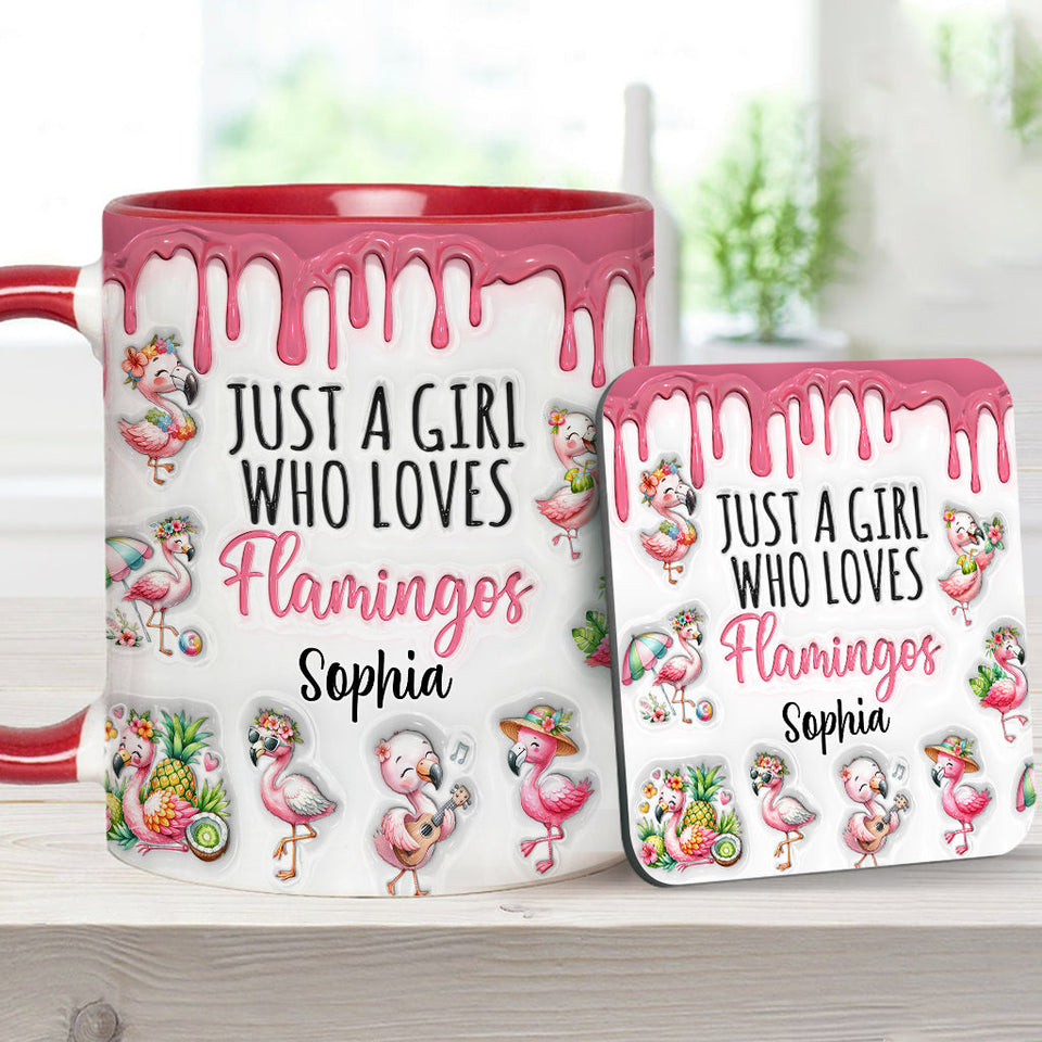 Just A Girl Who Loves Flamingos - Personalized Flamingo Accent Mug