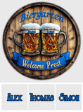 Biergarten - Personalized Beer Round Wood Sign