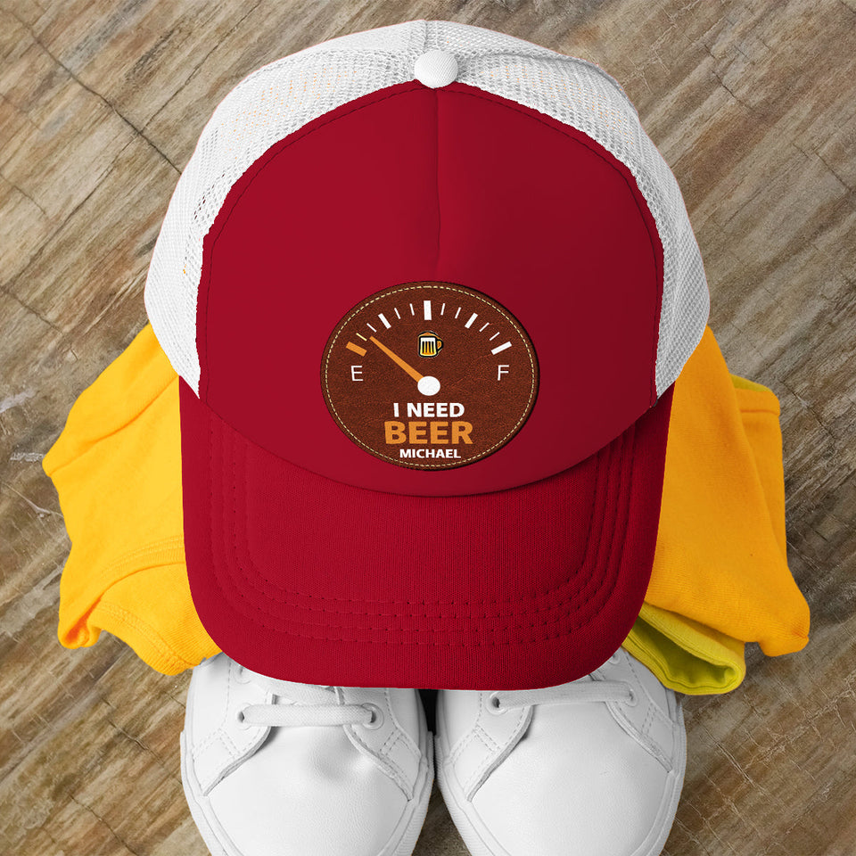 I Need Beer - Personalized Beer Leather Patch Hat