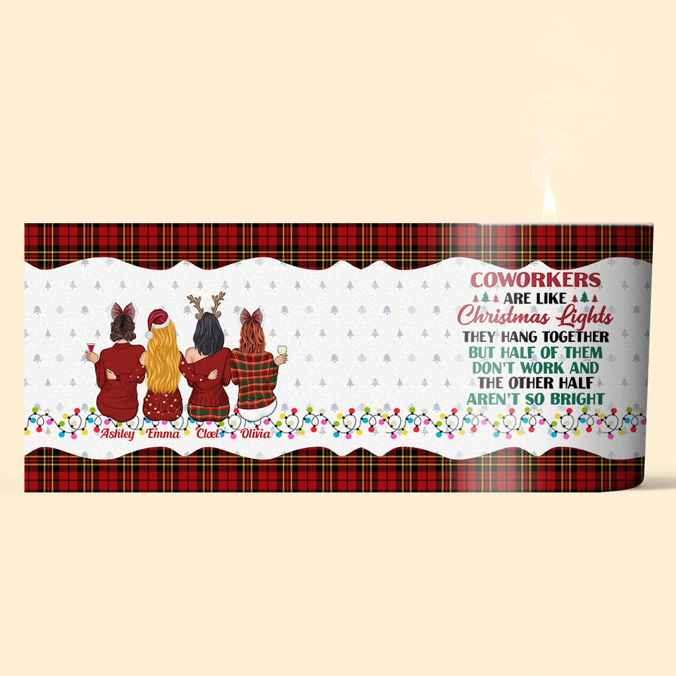 Coworkers Are Like Christmas Lights - Personalized Colleague Candle With Wooden Lid