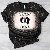 Just A Girl Who Loves Horses - Personalized Horse Bleached T-Shirt