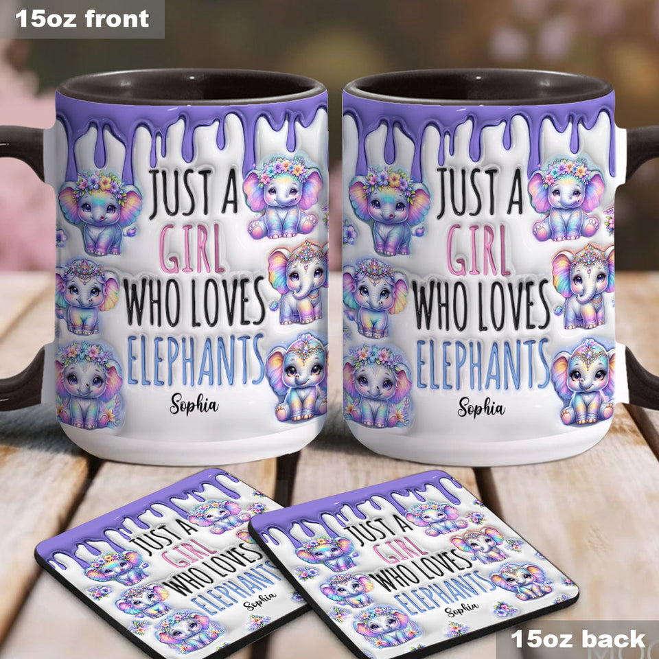 Just A Girl Who Loves Elephants - Personalized Elephant Accent Mug