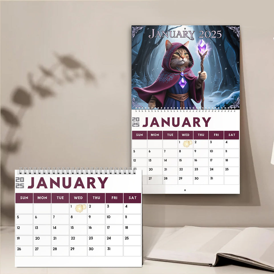 Quest Cat 2025 - Personalized Cat Wall Calendar & Desk Calendar