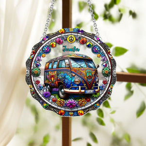 Cool Caravan - Personalized Hippie Window Hanging Suncatcher Ornament
