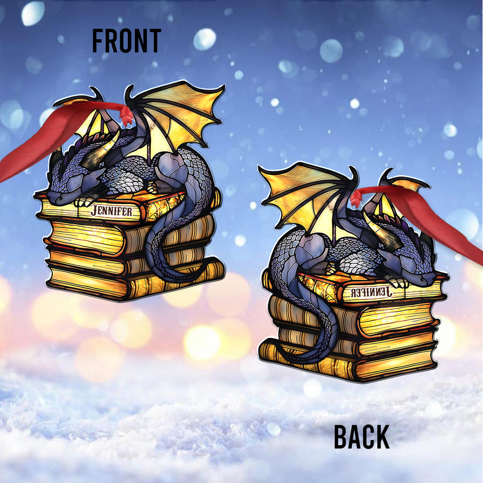 I'm Not A Book Worm I'm A Book Dragon - Personalized Book Custom Shaped Ornament