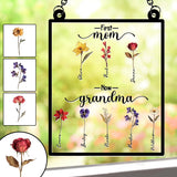 First Mother Now Grandma, Birth Flower Personalize - Personalized Grandma Window Hanging Suncatcher Ornament