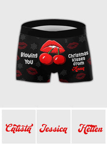 Blowing You Christmas Kisses - Personalized Couple Men’s Boxer Briefs