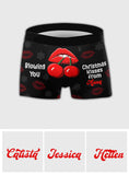 Blowing You Christmas Kisses - Personalized Couple Men’s Boxer Briefs