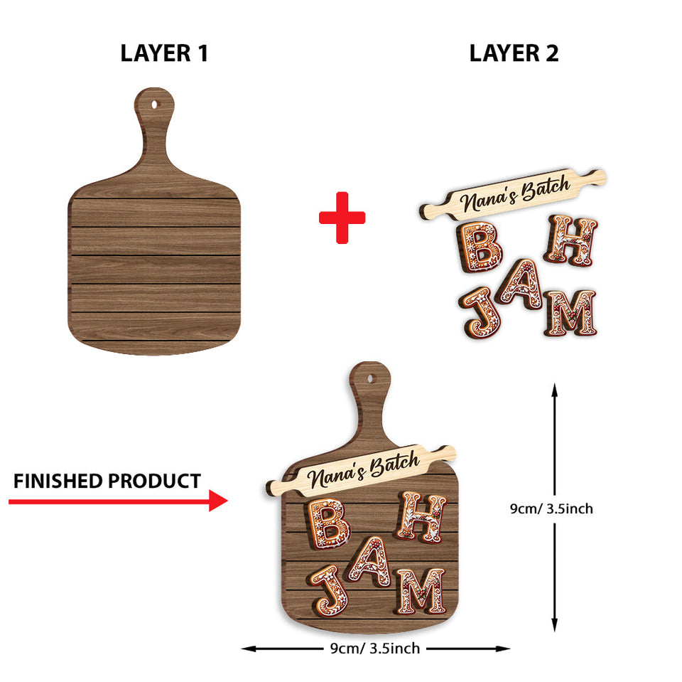 Gingerbread Alphabet Letter - Personalized Family 2 Layered Wooden Ornament