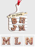 Gingerbread Alphabet Letter - Personalized Family 2 Layered Wooden Ornament