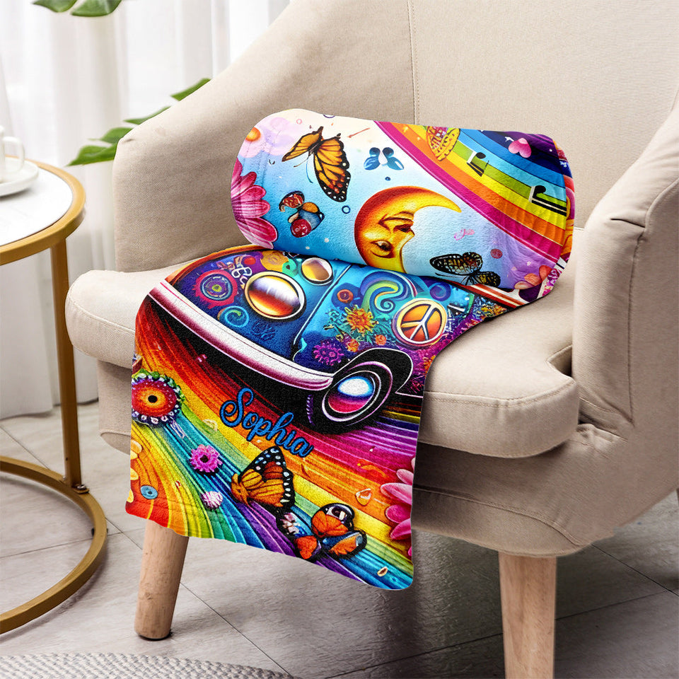 Awesome Bus - Personalized Hippie Blanket