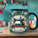 Blue Sewing Machine - Personalized Sewing Accent Mug