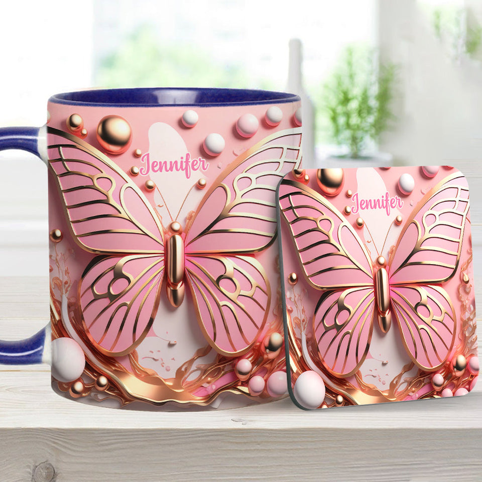 Love Butterfly - Personalized Butterfly Accent Mug