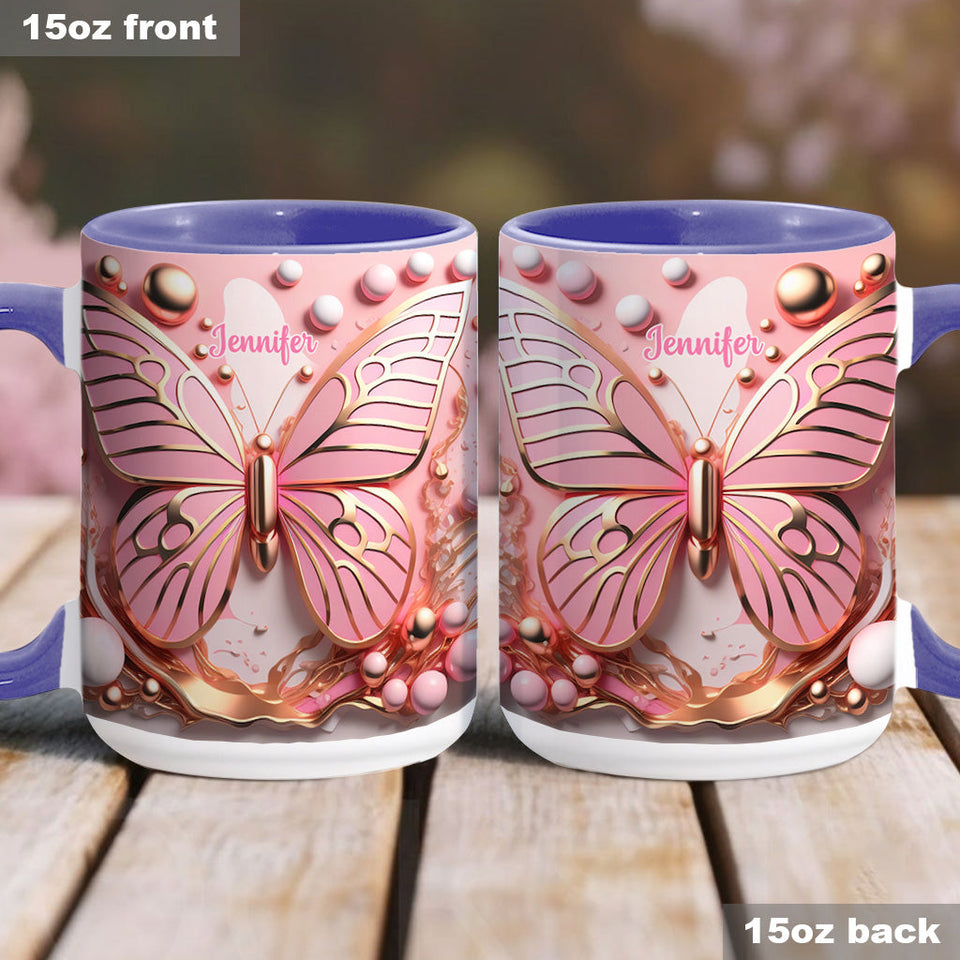 Love Butterfly - Personalized Butterfly Accent Mug