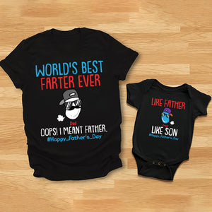 World's Best Farter In Training Farter - Personalized Father T-shirt And Baby Onesie