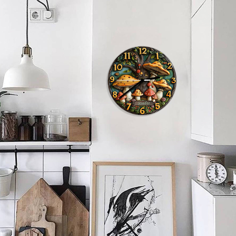 Mushroom Garden - Personalized Mushroom Wall Clock