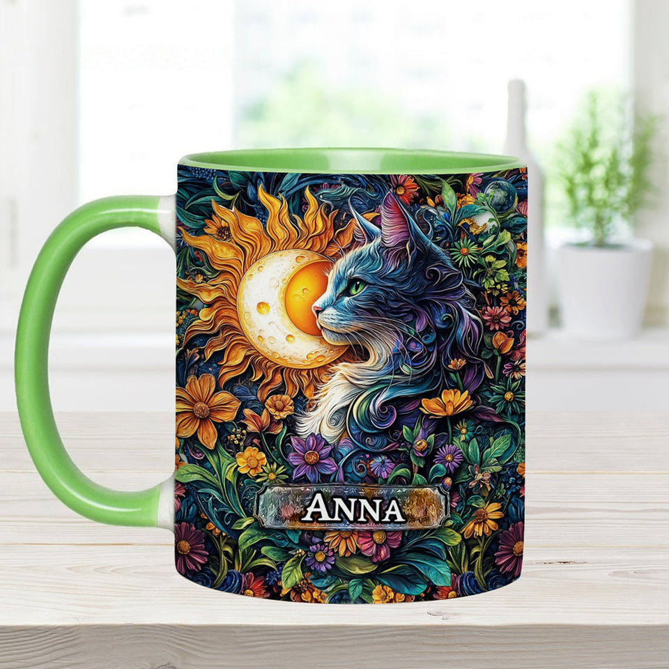 Floral Cat - Personalized Cat Accent Mug