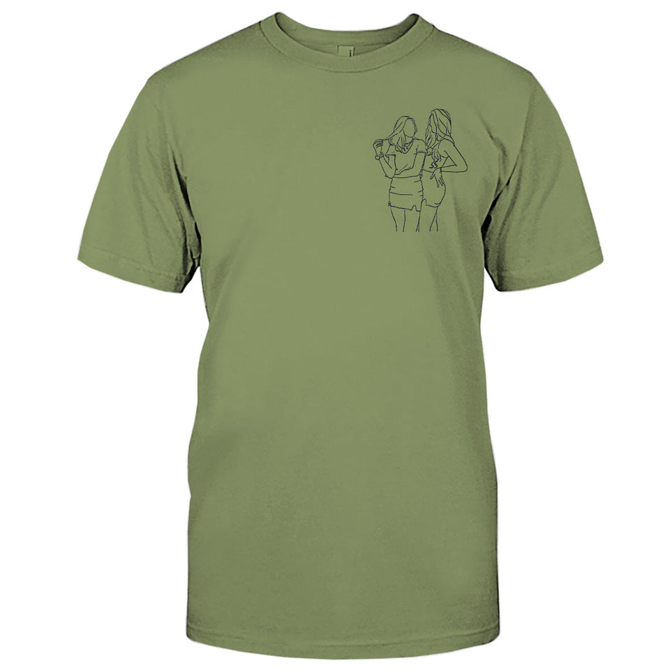 Custom Line Art - Personalized Daughter Embroidered T-shirt