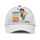 Swing Swear Drink Repeat - Personalized Golf Classic Cap