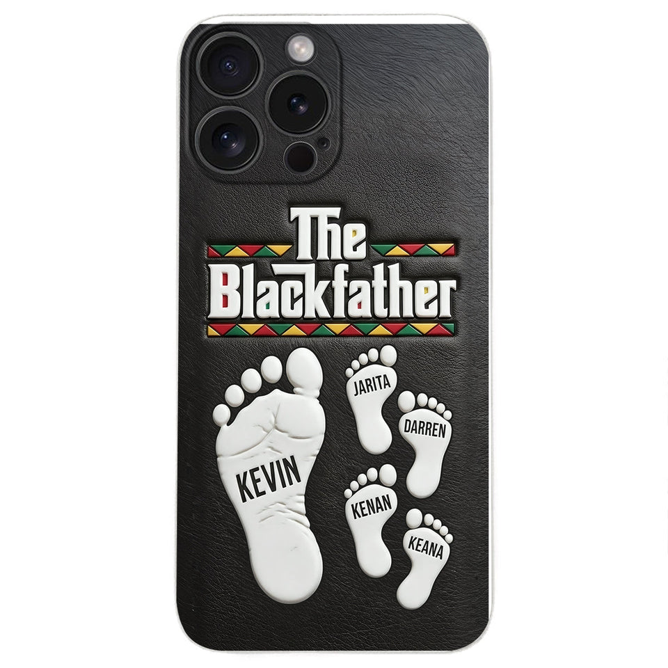 The Blackfather - Personalized Father 3D Embossed Leather Phone Case
