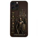 Put On The Full Amor Of God, Gift for Christians - Personalized Christian 3D Embossed Leather Phone Case