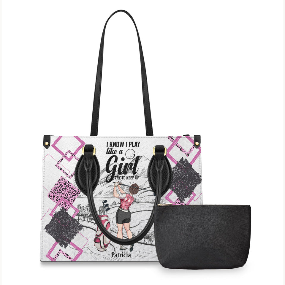 Golf Instruction - Golf gift for her, girlfriend, wife, daughter - Personalized Leather Handbag
