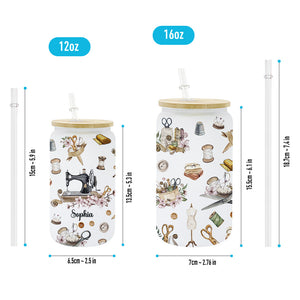 Love Sewing - Personalized Sewing Can Glass