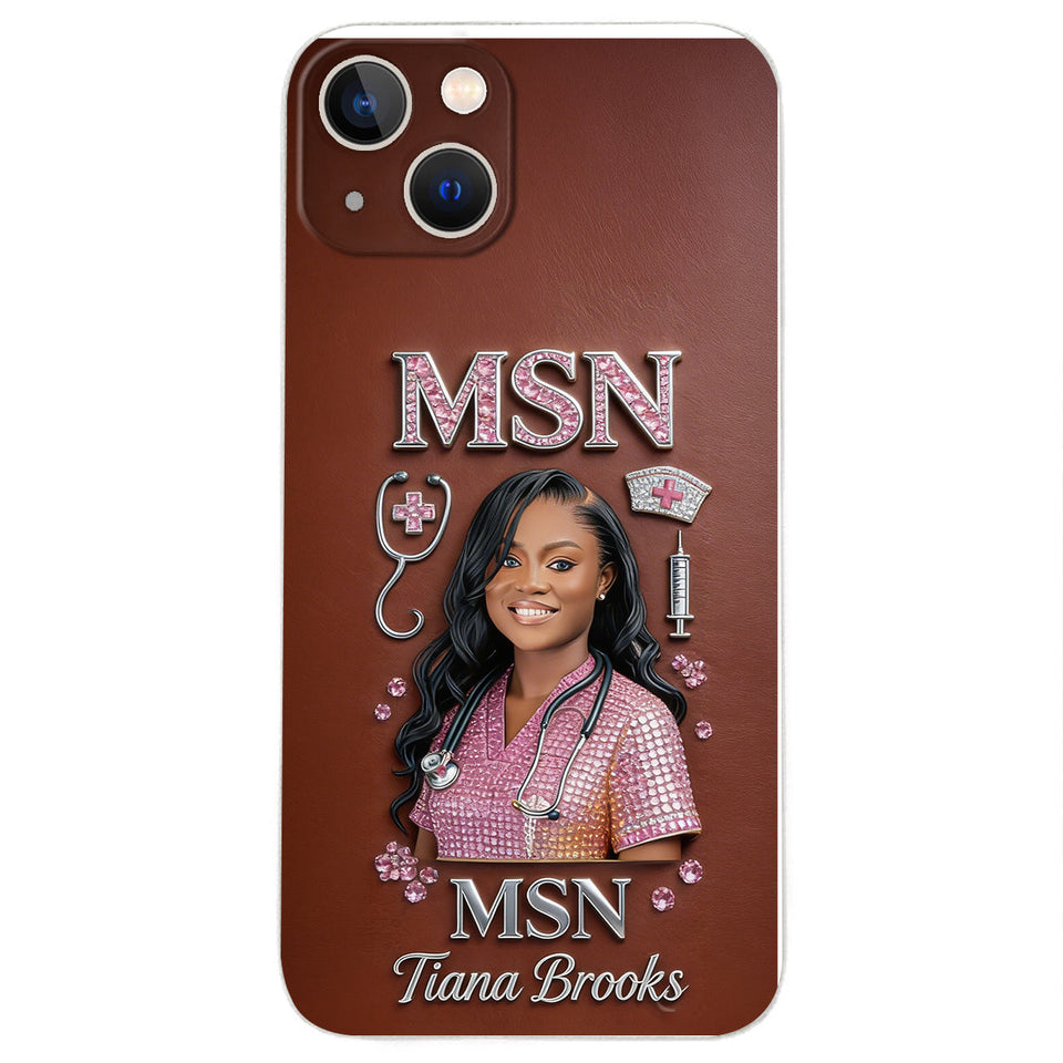 Any Title - Gifts For Nurse, Doctor - Personalized Nurse 3D Embossed Leather Phone Case