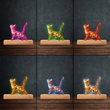 Boho Chic Cute Cats - Personalized Cat Shaped Plaque Light Base