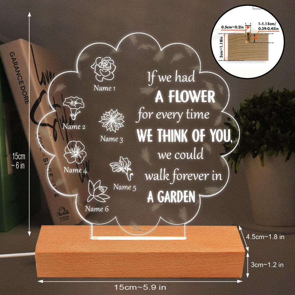 If We Had A Flower For Everytime We Think Of You - Gift for mom, grandma, aunt - Personalized Shaped Plaque Light Base
