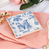 Blue & Pink Floral Toil Letter - Personalized Gift For Friend Fully Printed Jewelry Dish