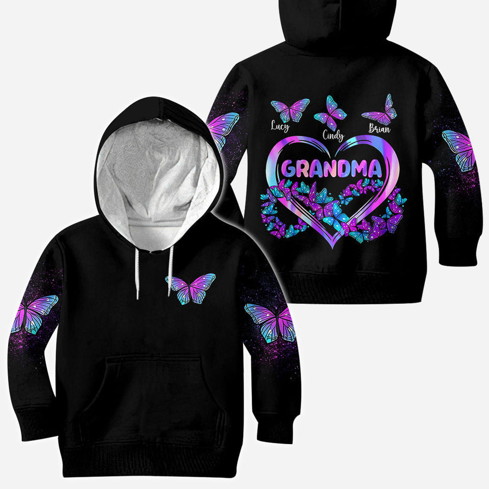 Grandma's Butterflies - Personalized Grandma All Over Shirt