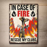 In Case Of Fire Rescue - Golf Rectangle Metal Sign