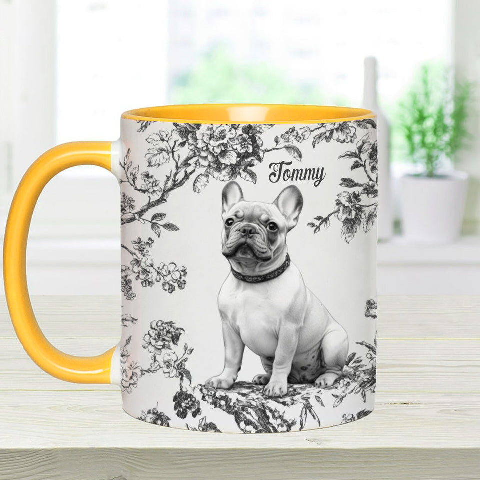 Custom Photo Puppy Toile de Jouy - Personalized Dog Accent Mug