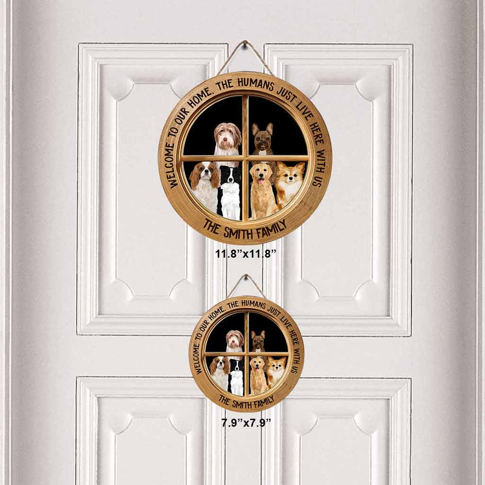 Welcome - Dog Personalized Round Wood Sign