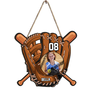 Gift For Grand Kid For Baseball Softball Kids - Personalized Softball Wood Sign