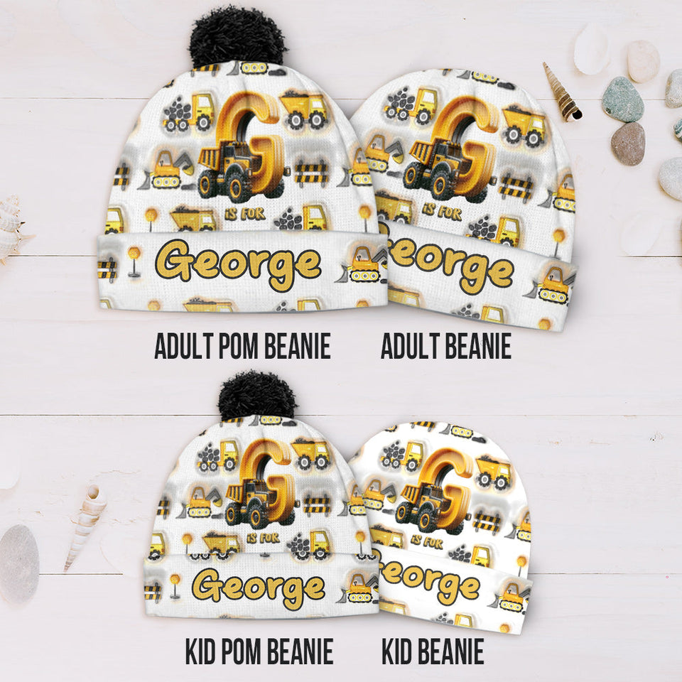 Construction Alphabet Letter - Personalized Kid Beanie Hat