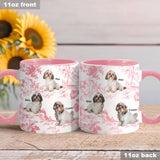 Custom Dog Photo Toile de Jouy Pattern - Personalized Dog Accent Mug