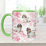 Custom Dog Photo Toile de Jouy Pattern - Personalized Dog Accent Mug