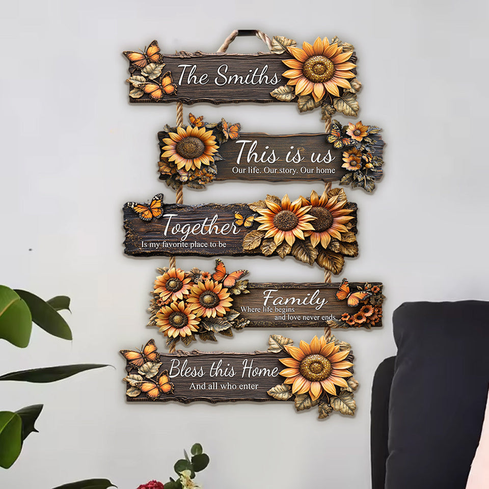 This Is Us - Personalized Family Hanging Wood Sign Set