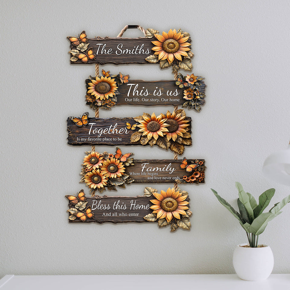 This Is Us - Personalized Family Hanging Wood Sign Set