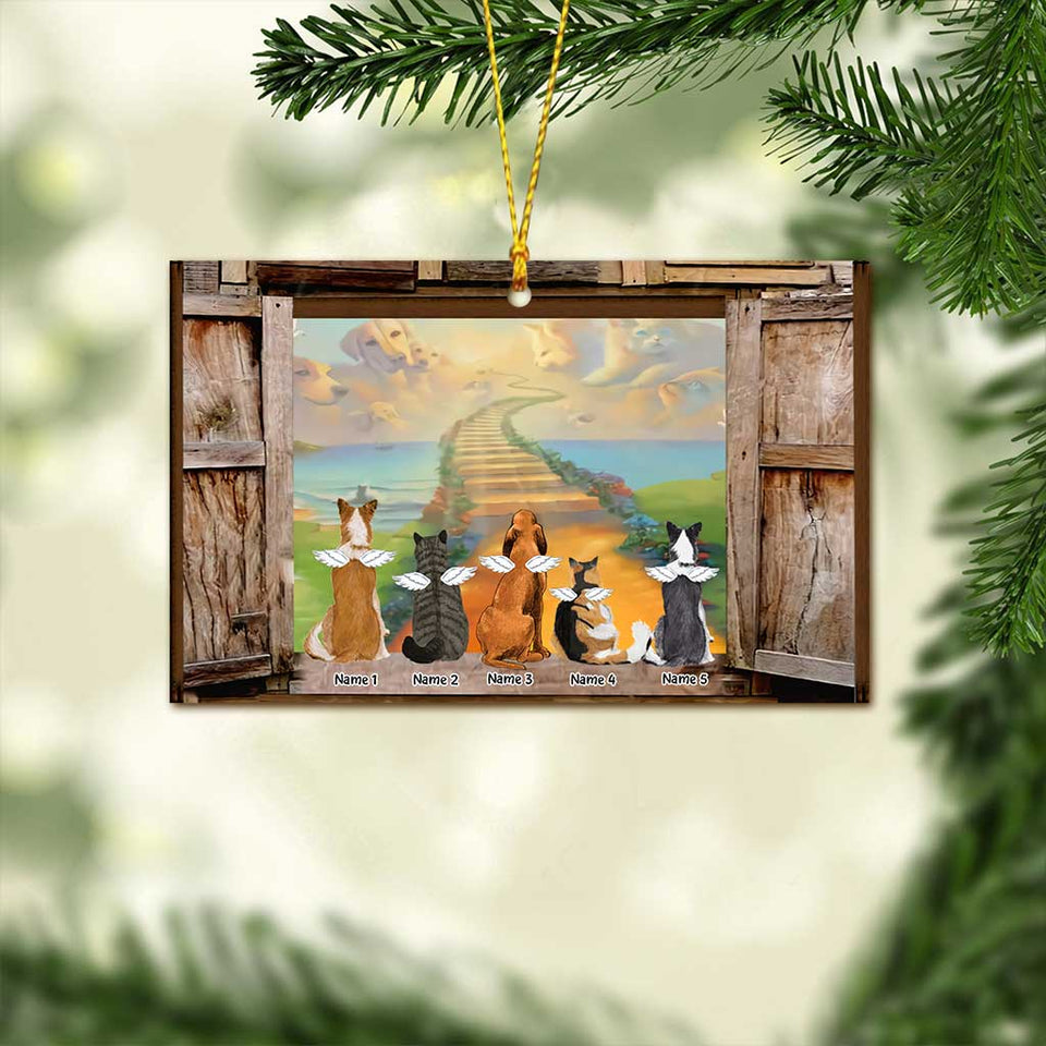 Rainbow Bridge In My Heart - Personalized Christmas Dog Ornament (Printed On Both Sides)